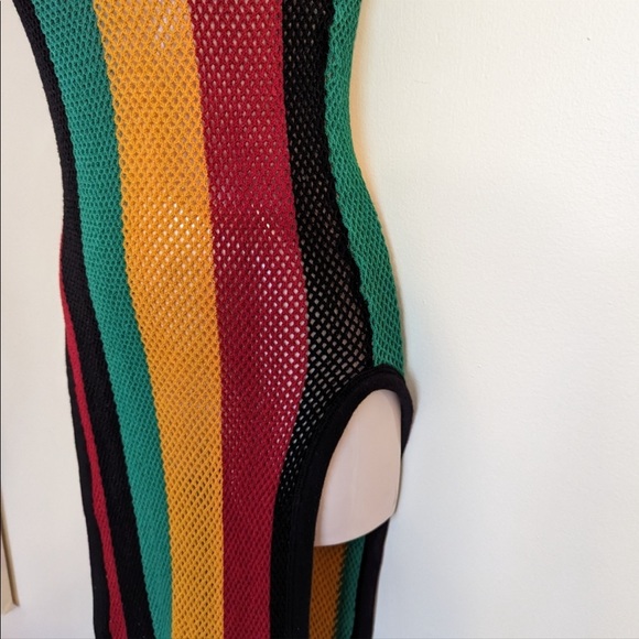 Crochet knit mesh Rasta dress small/medium - Picture 4 of 12